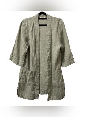 Whimsy + Row open-front linen Kimono Duster 3/4 sleeves patch pockets Size XS/S